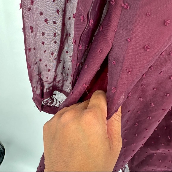 NEW Modcloth Apogee Of Elegance Long Sleeve Chiffon Polka Dot Purple Dress - Picture 5 of 6